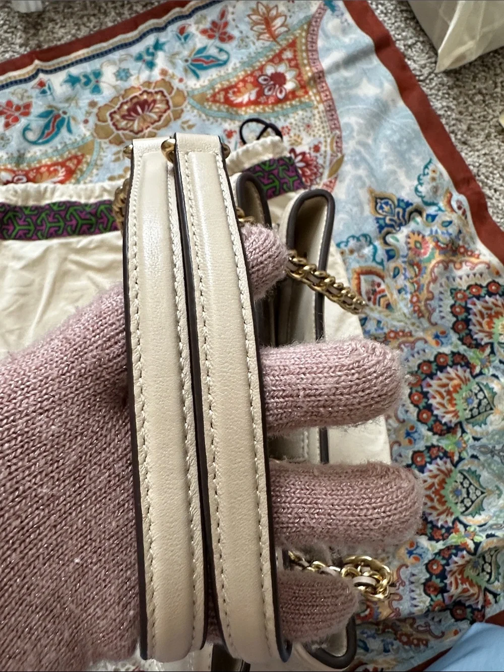 Tory Burch Fleming soft Cream Quilted Leather Chain-Handle Shoulder Bag